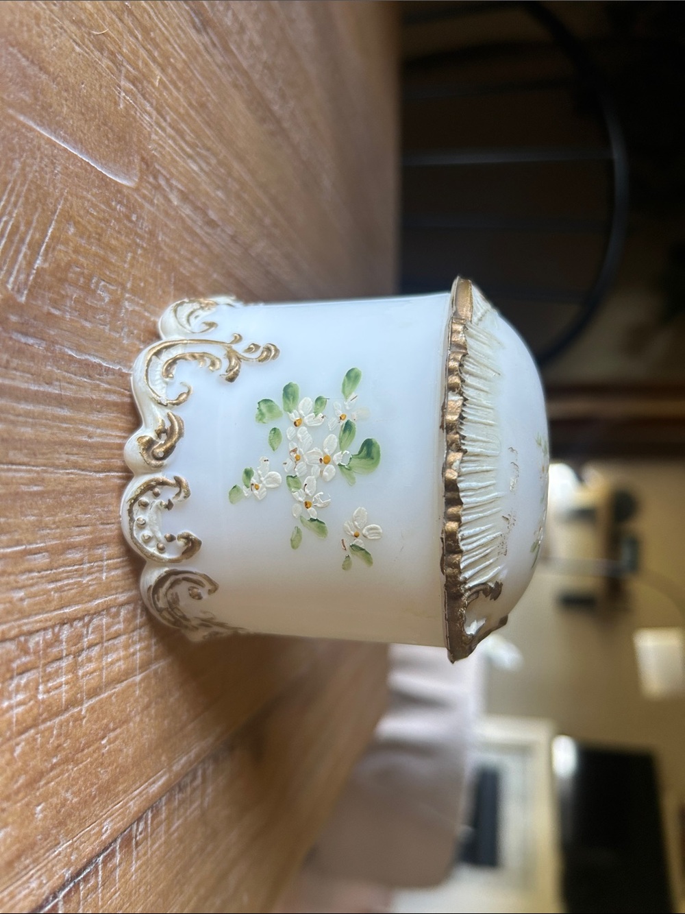 Antique Dithridge Hand Painted Floral Milk Glass Trinket Jar - Picture 9 of 13